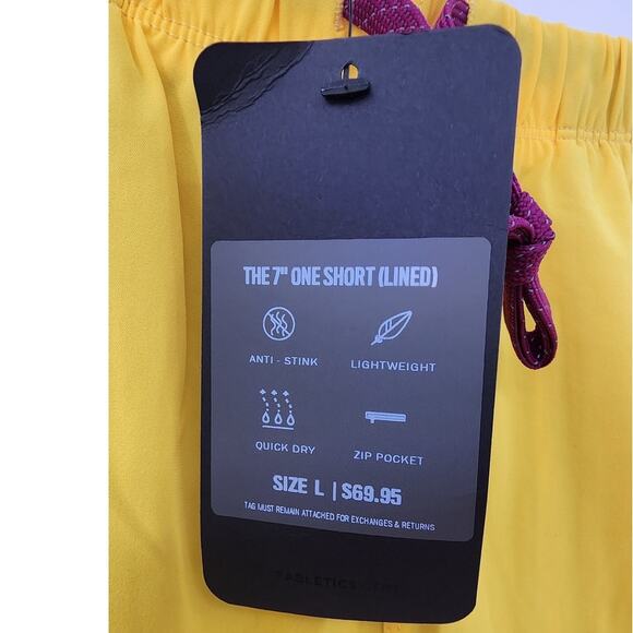New NWT Fabletics The 7" One Short Lined Athletic Short Size Large Yellow Orange - Picture 9 of 9
